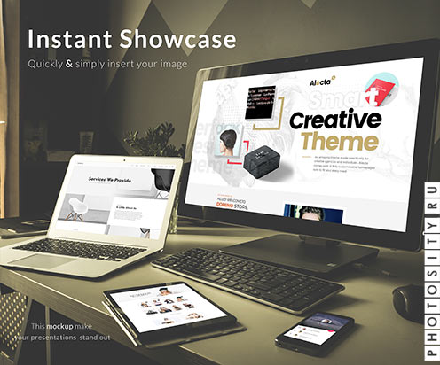 Computer mock up / Макет компьютера, ноутбука, планшета, смартфона